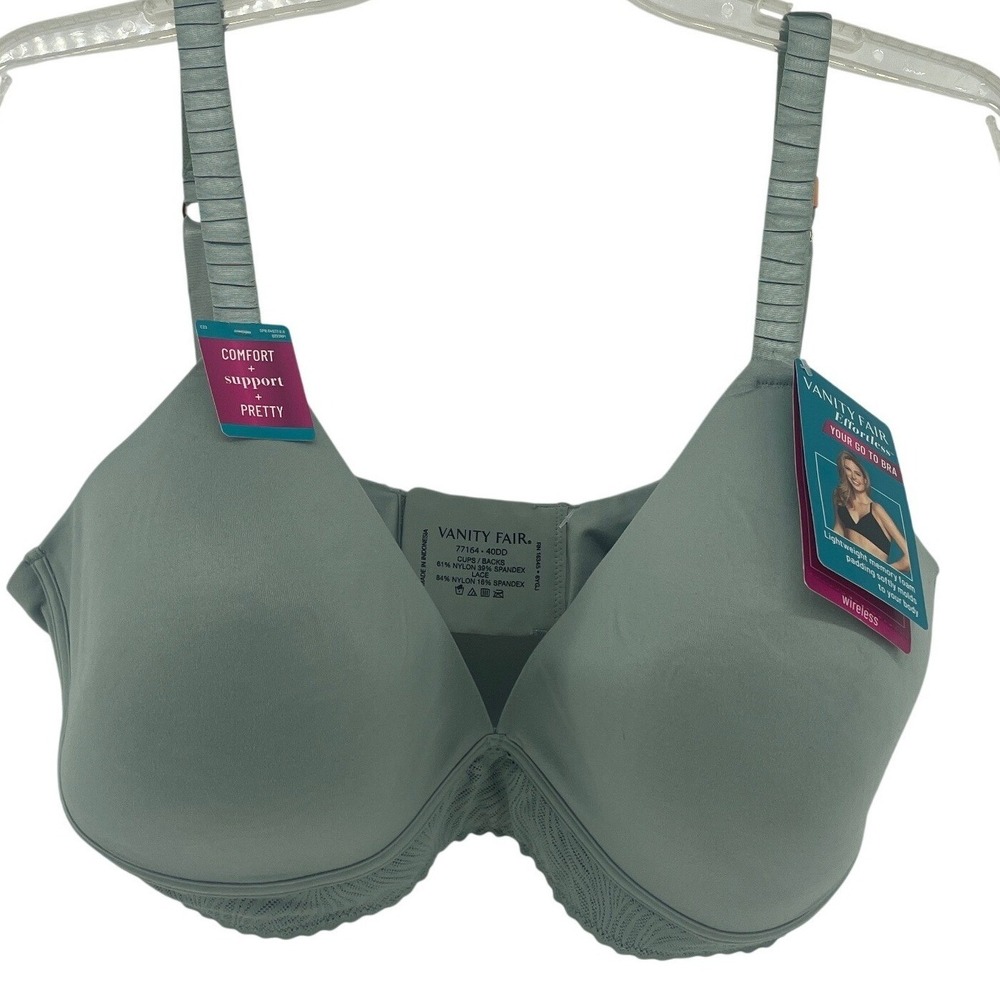 Vanity Fair Wireless Bra Women 40DD Light Green Soft Memory Foam 77164 NEW